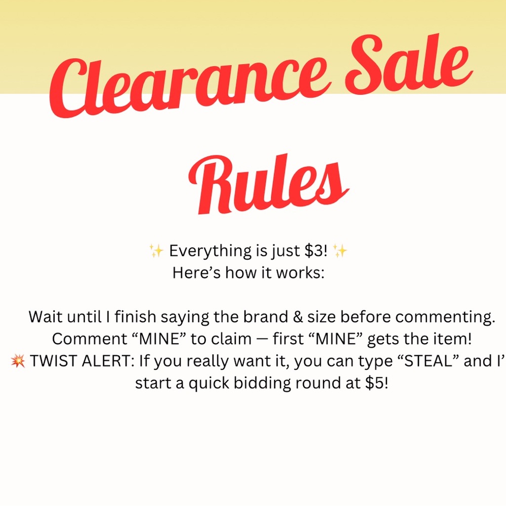 ‼️Clearance Sale Rules‼️